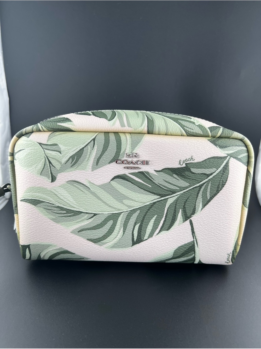 Coach Boxy Cosmetic Case with Banana Leaves